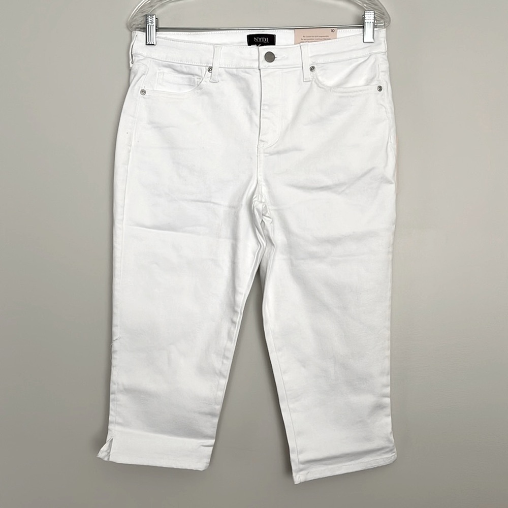 NYDJ Cool Embrace Skinny Capri Womens Pants Optic White Sz 10